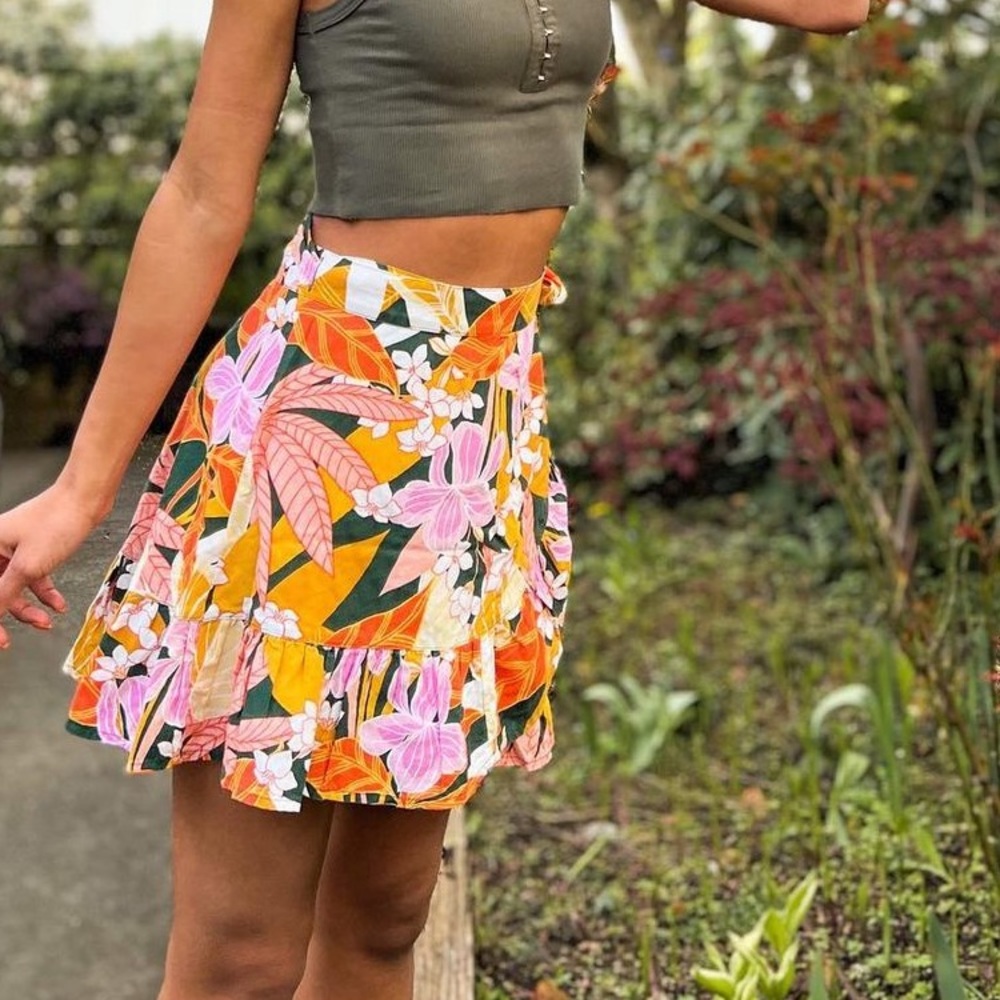 Aerie floral wrap around skirt